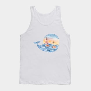 Watercolor cute whale illustration Tank Top